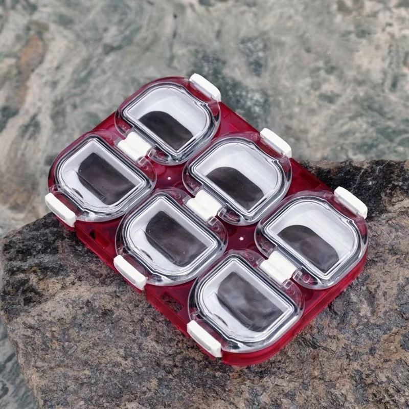 Caja de aparejos con imán y rejillas, anzuelo rojo/negro para pesca - imagen 5