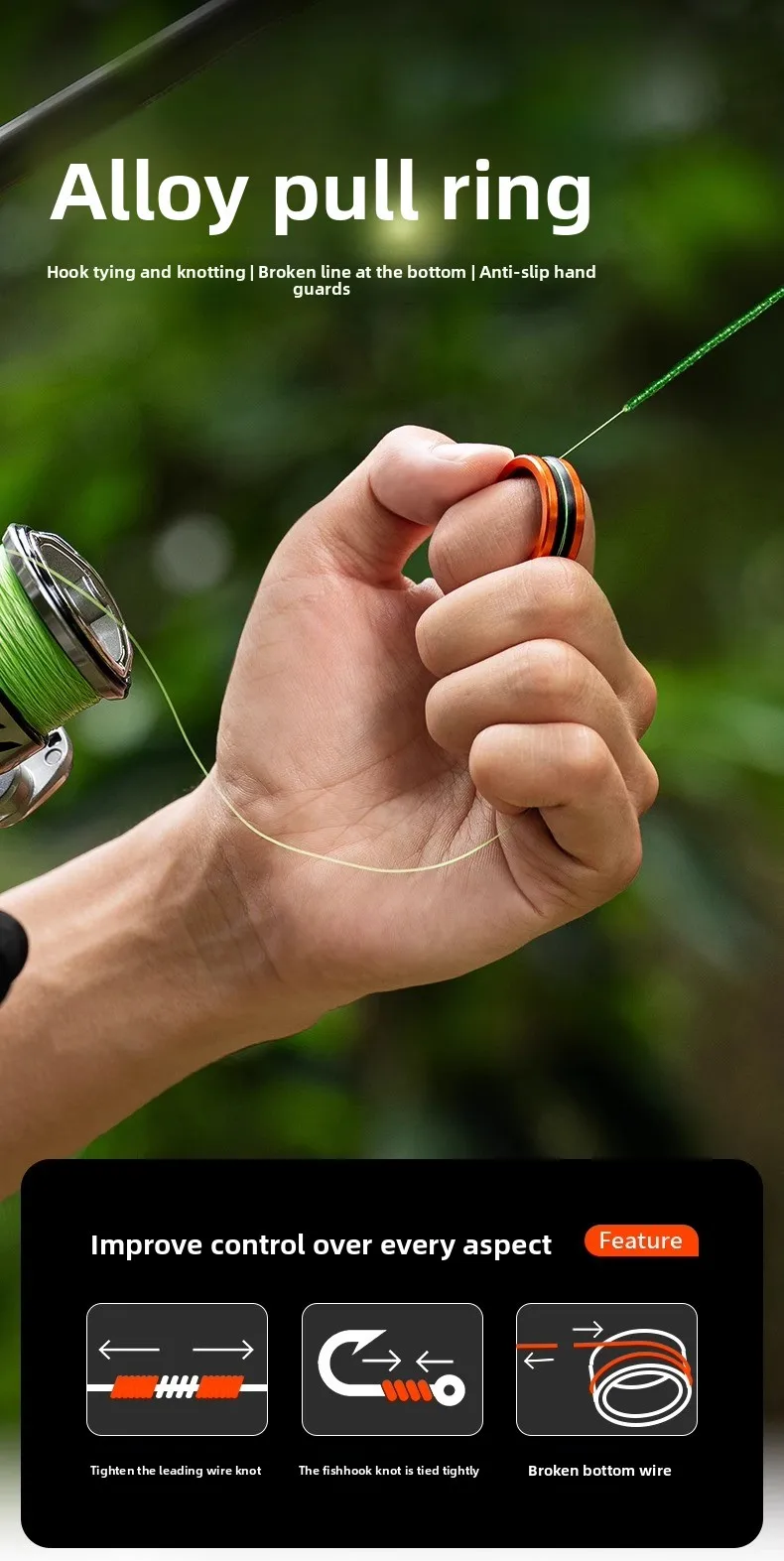 Extractor de anillos de pesca en uso