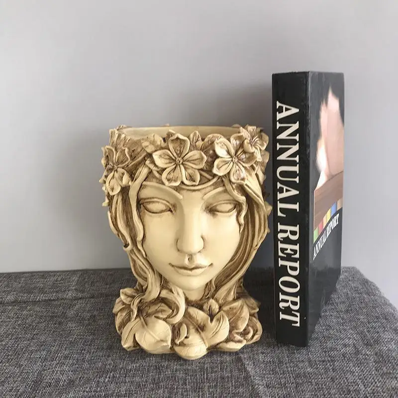 Maceta suculenta Goddess Statue con arreglo floral para jardín - imagen 5