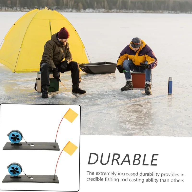 Caña pesca en hielo con marcador de bandera plegable naranja - imagen 3