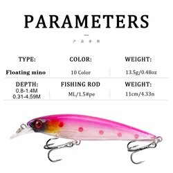 Crankbait lucio - Señuelo flotante de plástico, 11 cm, 13,7 g