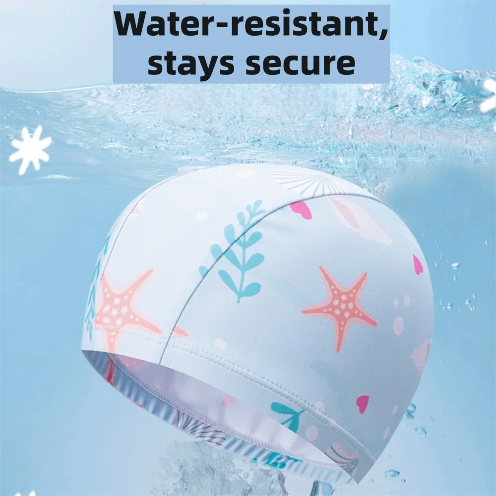 Gorro de natación infantil impermeable de poliéster con dibujos