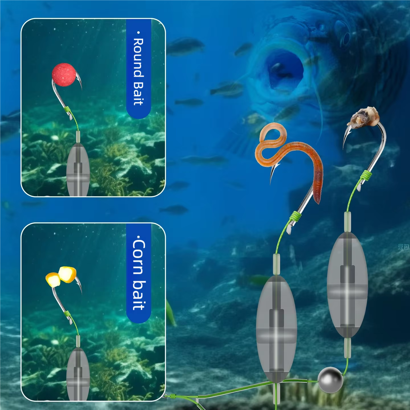 9KM Flotador anti-enredos para carpa – Vástago corto con anzuelo - imagen 4