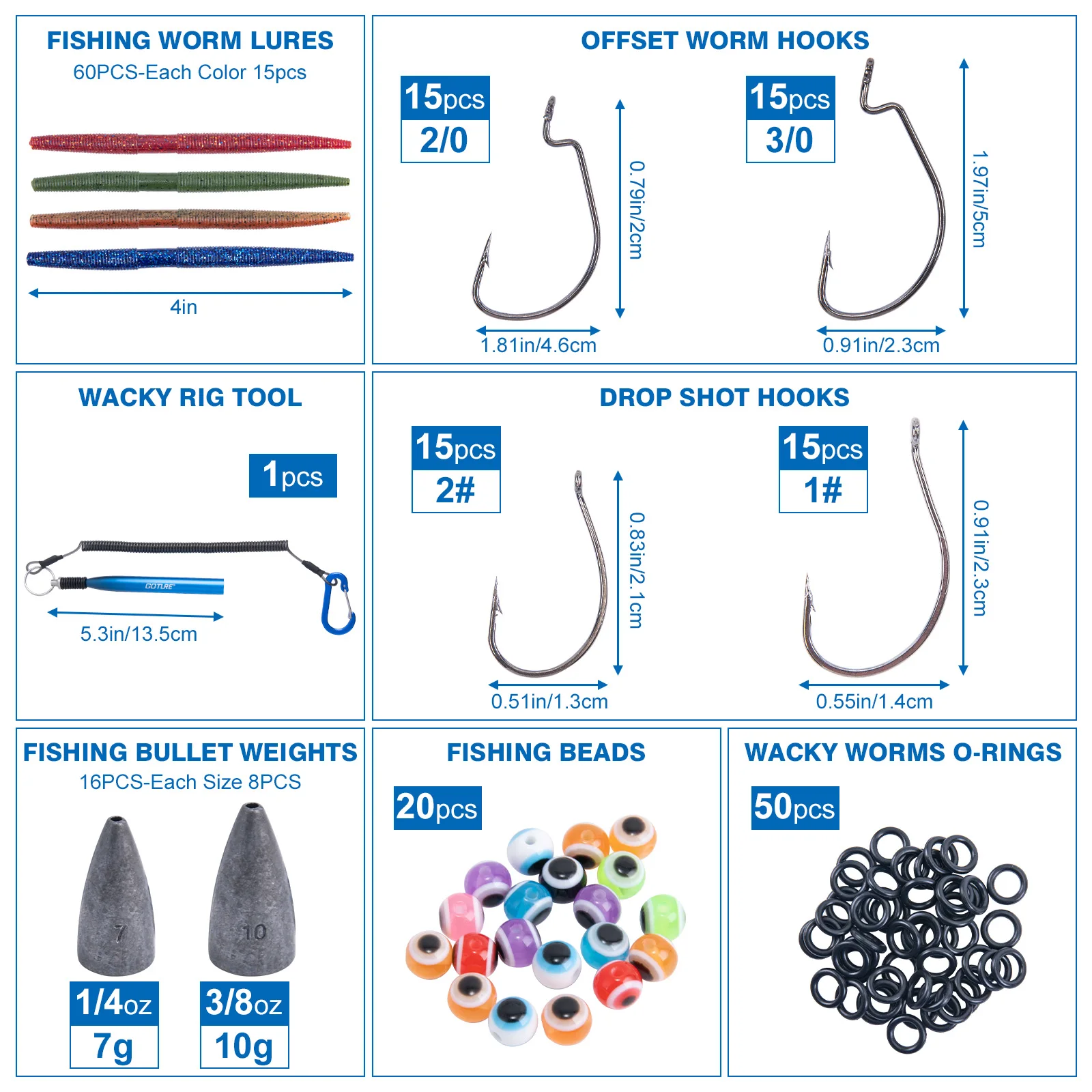 Goture Wacky Rig: kit de señuelos con gusanos y anzuelo Drop Shot - imagen 4