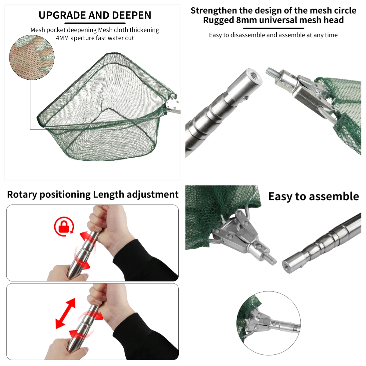 Red de pesca telescópica plegable de aleación de aluminio portátil - imagen 5