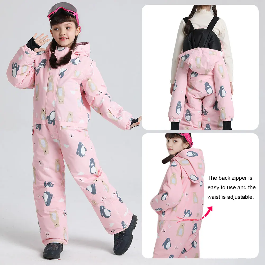 Traje de nieve infantil de una pieza pingüino cálido y cortaviento - imagen 3