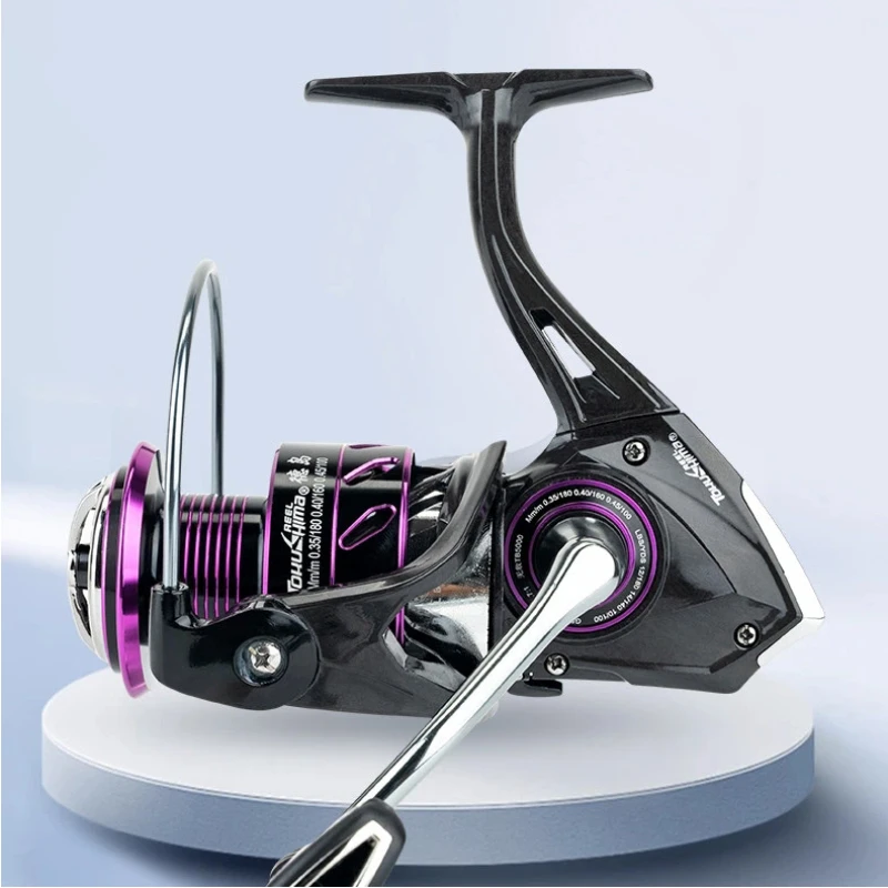 Carrete de pesca con bobina oblicua poco profunda