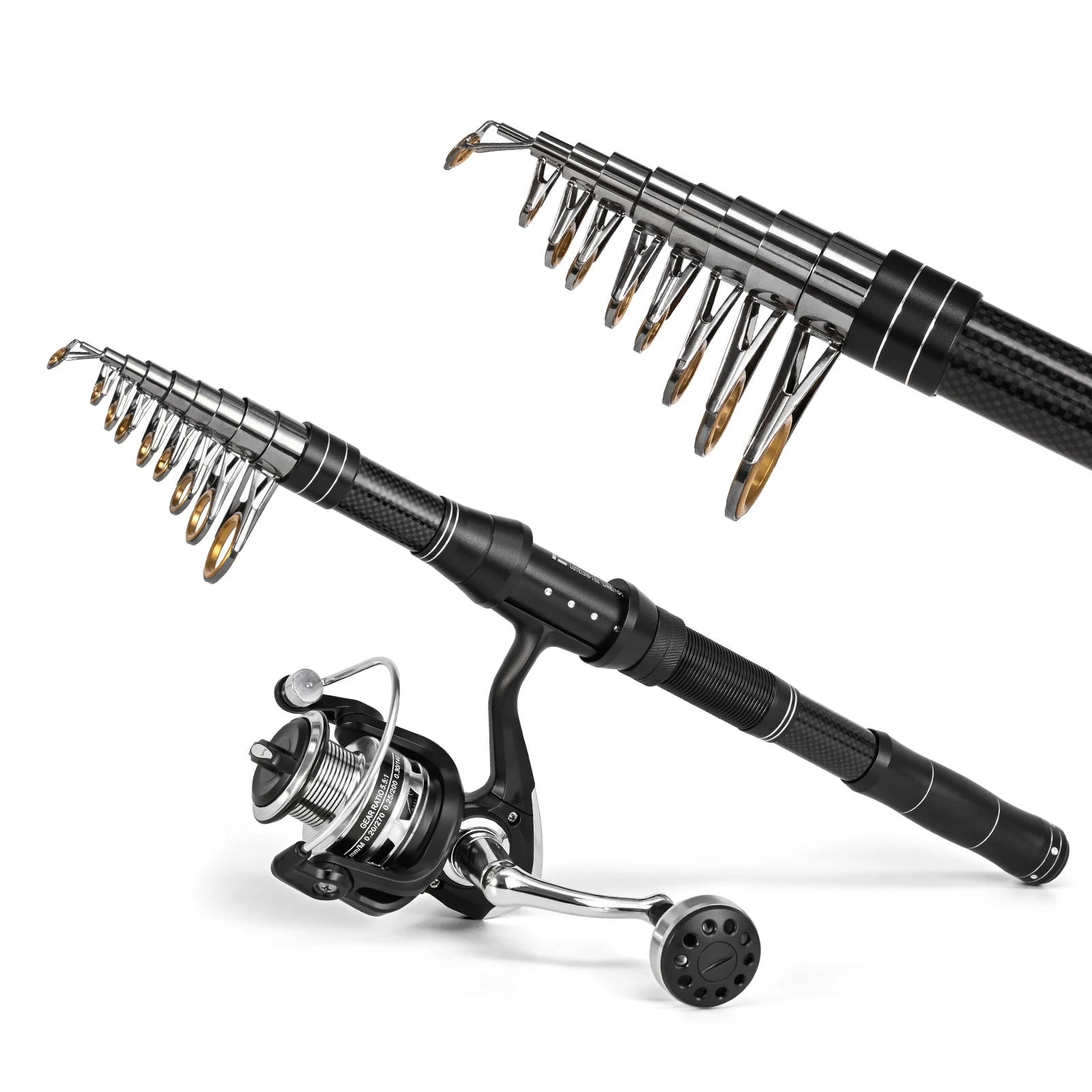 Kit de pesca caña y carrete fibra carbono con bolsa transporte - imagen 4