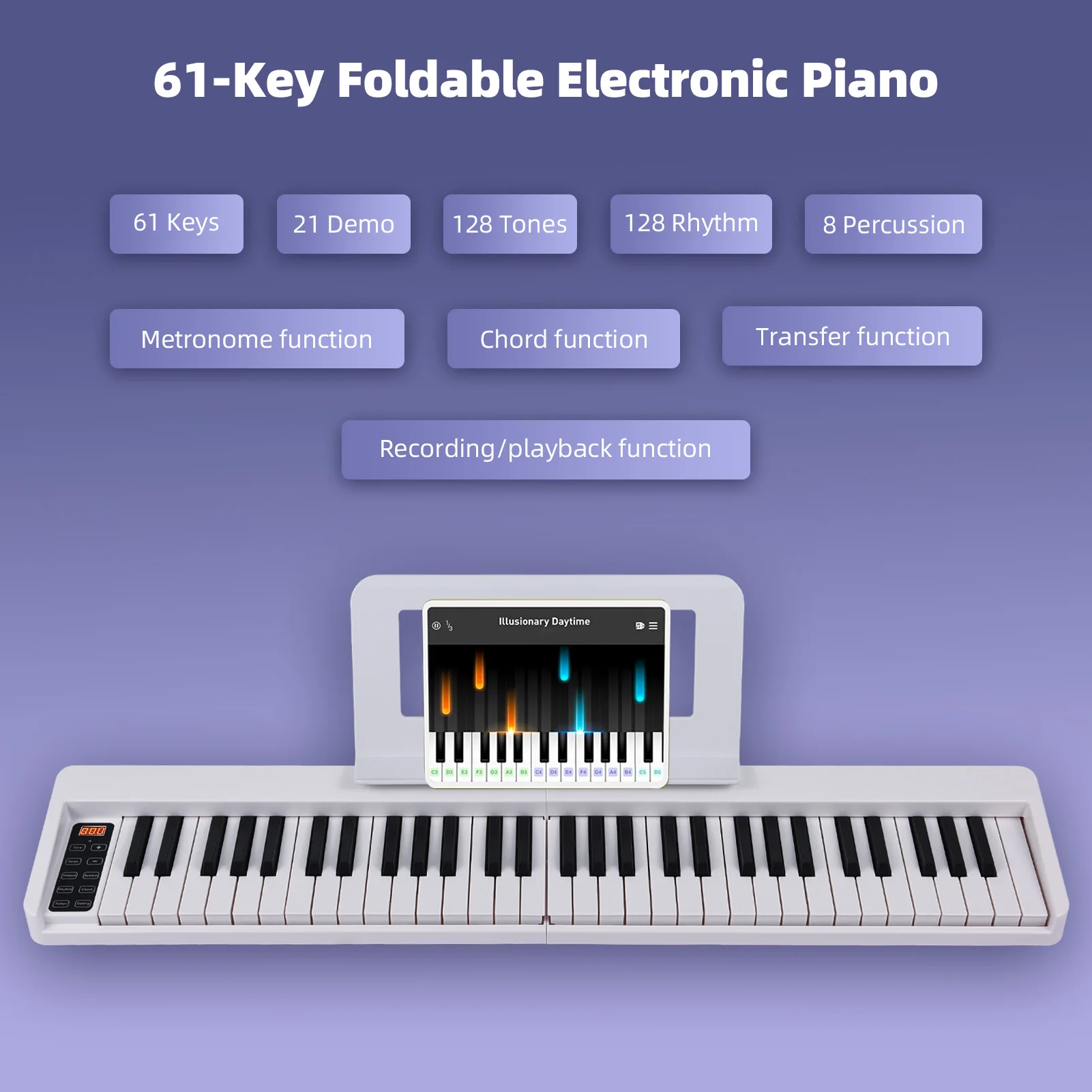 Piano Electrónico Plegable 61 Teclas – Portátil con Bluetooth integrado - imagen 3