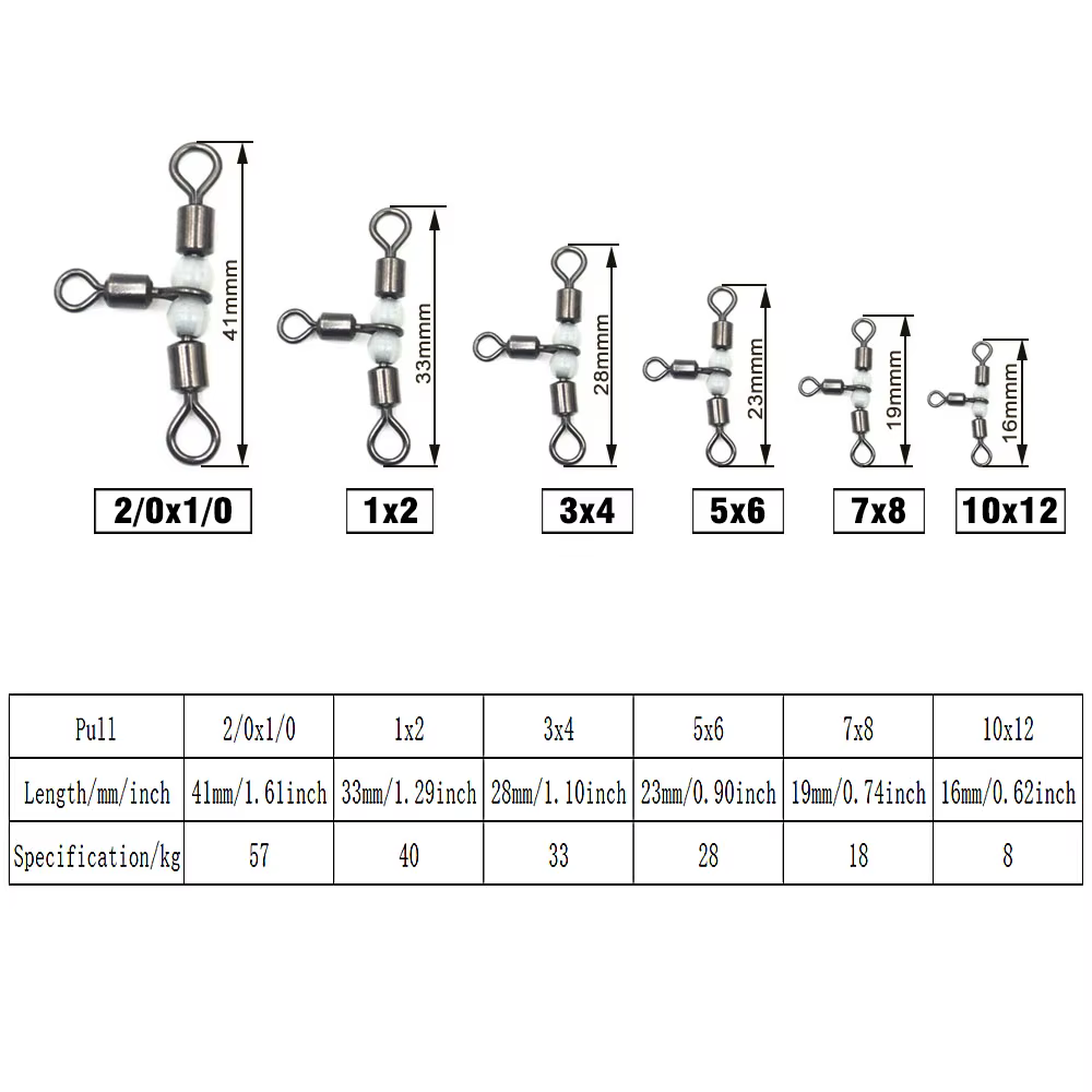 Giratorio 3 Vías Acero Inoxidable MNFT para Aparejos de Pesca - imagen 3