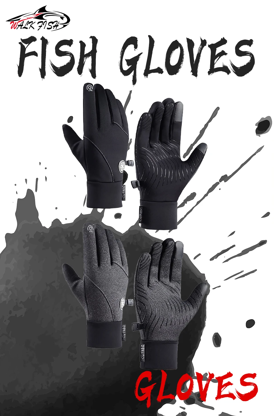 Guantes WALK FISH en color negro/gris
