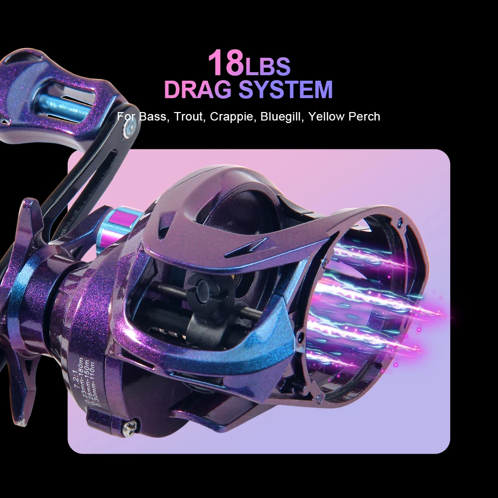 Carrete Baitcaster Galaxy – Freno magnético 7,2:1, agua dulce y salada - imagen 2