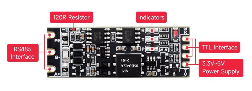 Diagrama de pines y conexiones TTL a RS485