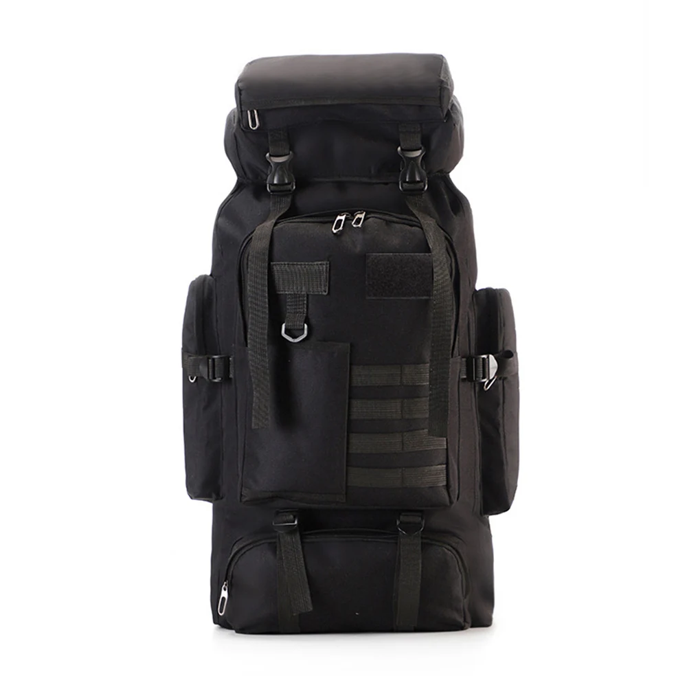 Mochila Lawaia 80L vista frontal con correas estabilizadoras