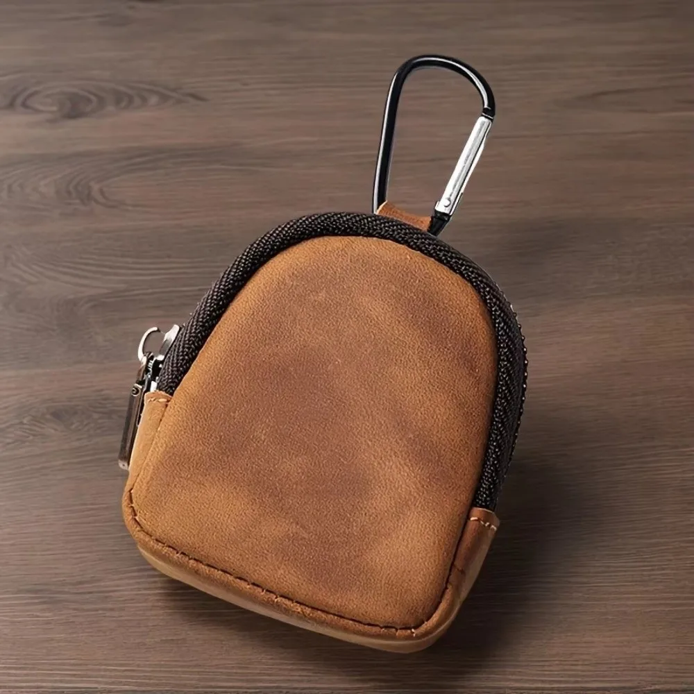 Monedero de cuero genuino mini con cremallera y compartimento - imagen 2