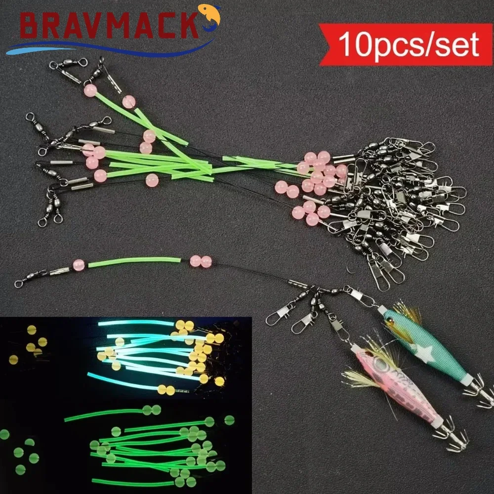 BRAVMACK aparejos pre-atados anti-enredos con cuentas luminosas y broches