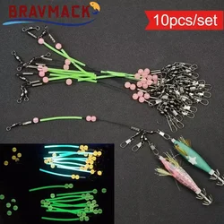 BRAVMACK aparejos pre-atados anti-enredos con cuentas luminosas y broches