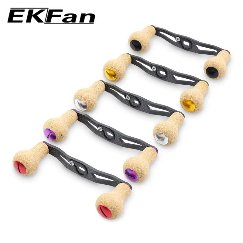 Manivela Carrete EKfan Fibra Carbono 105mm Perilla Madera Intercambiable - imagen 2
