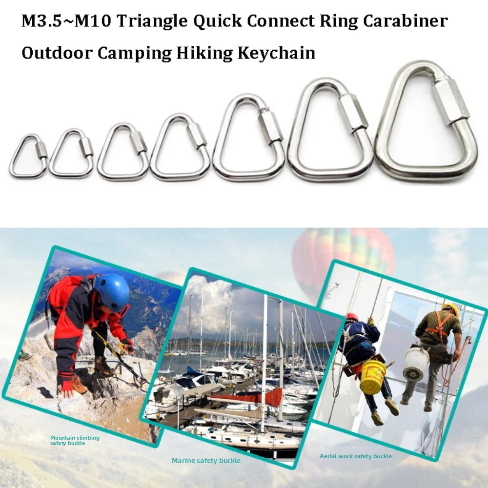 Mosquetón triangular conexión rápida de hierro galvanizado plateado - imagen 4