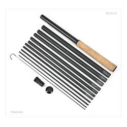 Caña Tenkara de Fibra de Carbono Ultraligera, Seccional 2.7M para Trucha