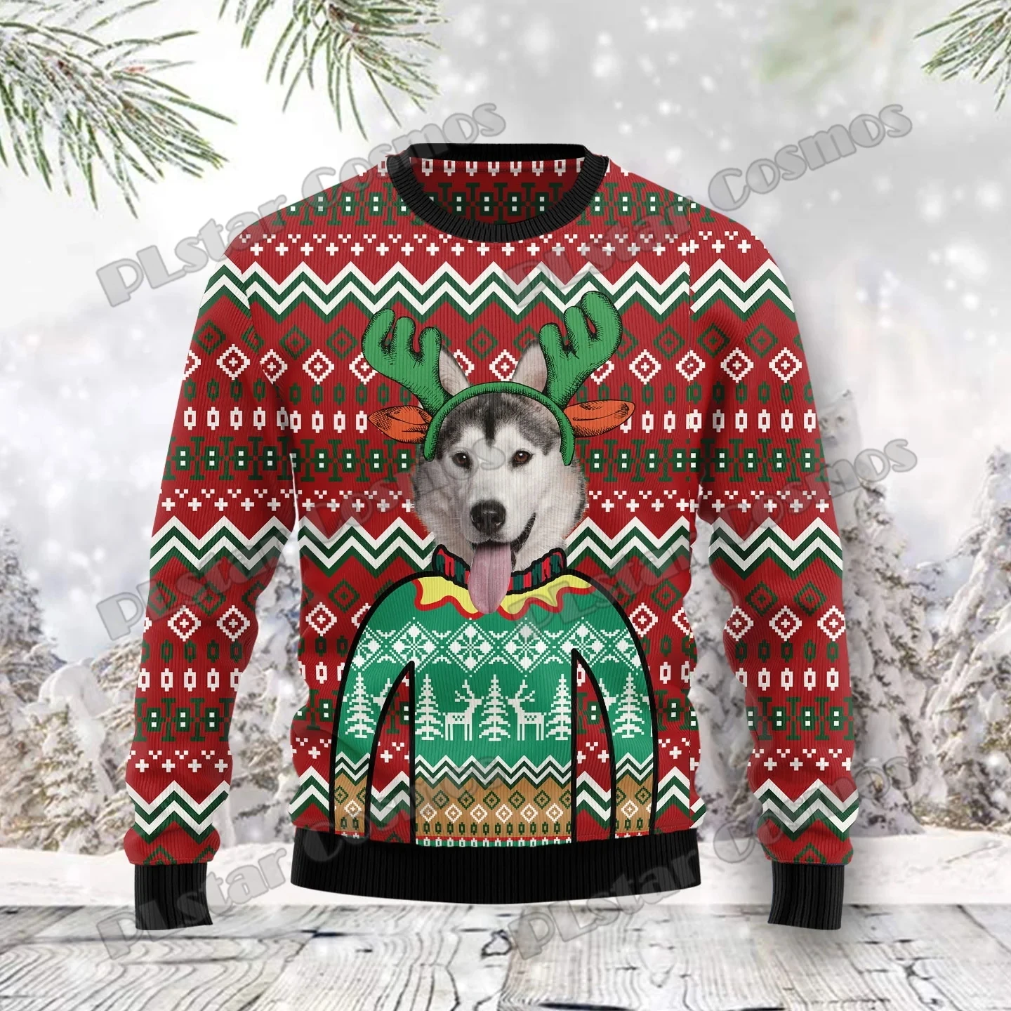 Suéter Lobo Howling Moon 3D Unisex Otoño‑Invierno – Jersey de punto - imagen 2