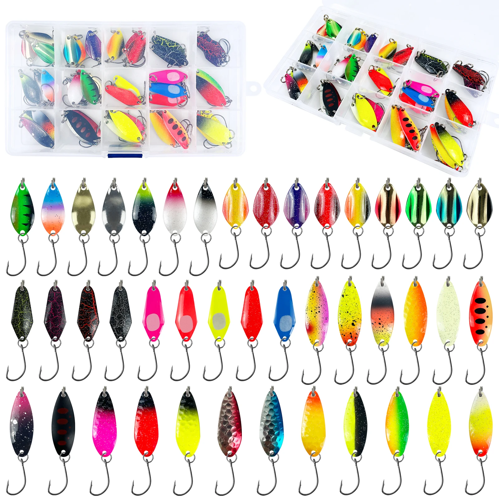Señuelos tipo cuchara en variedad de colores