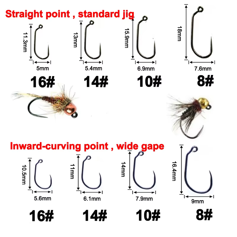 Anzuelos Jig Nymph sin Púas para Mosca – Ojo Plano con Tungsteno - imagen 4