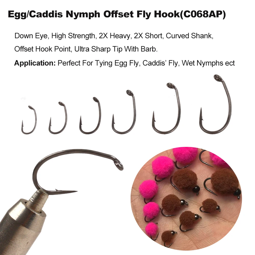 Anzuelos mosca offset Caddis Scud Vtwins, para trucha y salmón - imagen 3