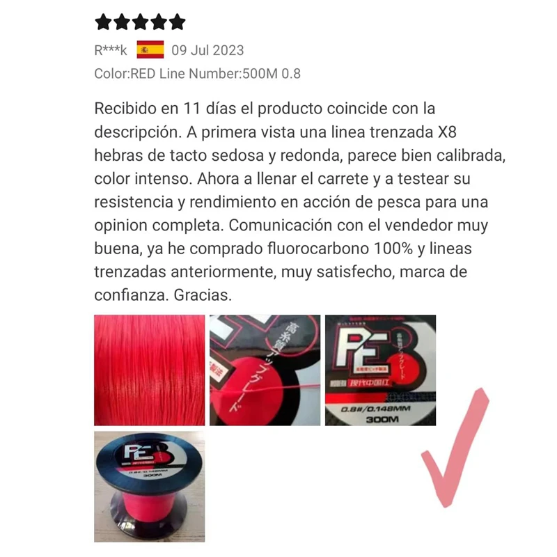 Sedal trenzado rojo 8 hebras japonés multifilamento - agua salada