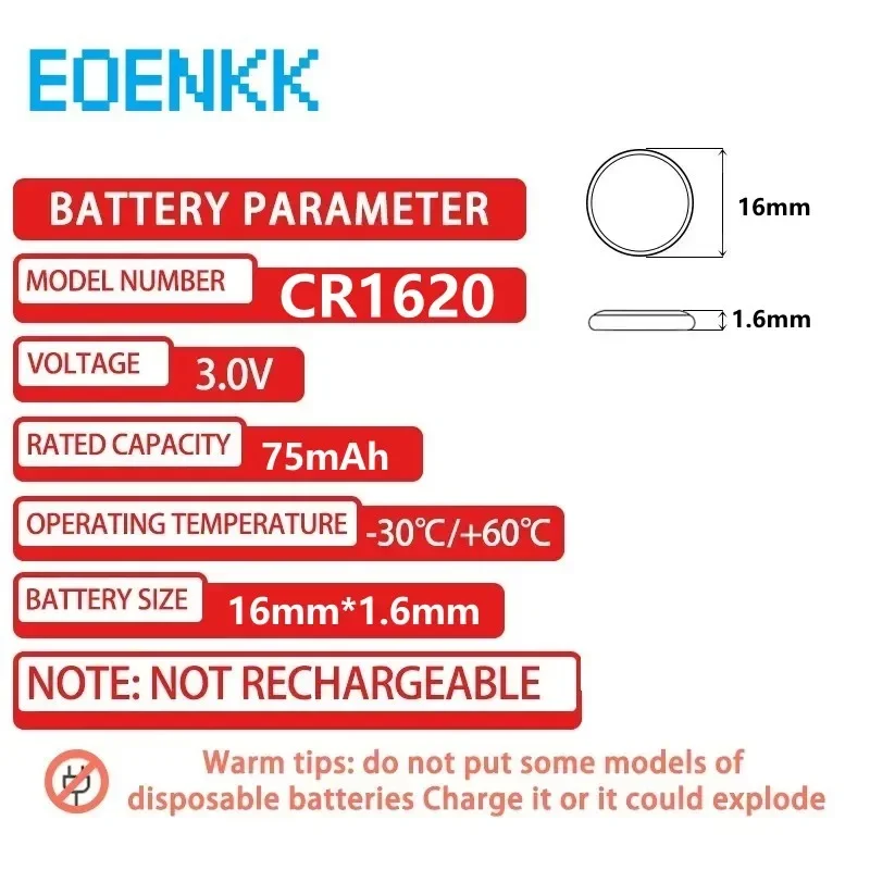 CR1620 Batería Litio – Compatible con Reloj, Llavero y Juguetes - imagen 2