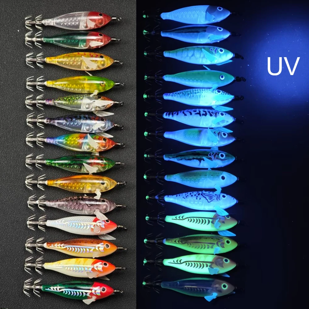Señuelo Egi Horizontal UV luminoso con efecto láser para calamar - imagen 5