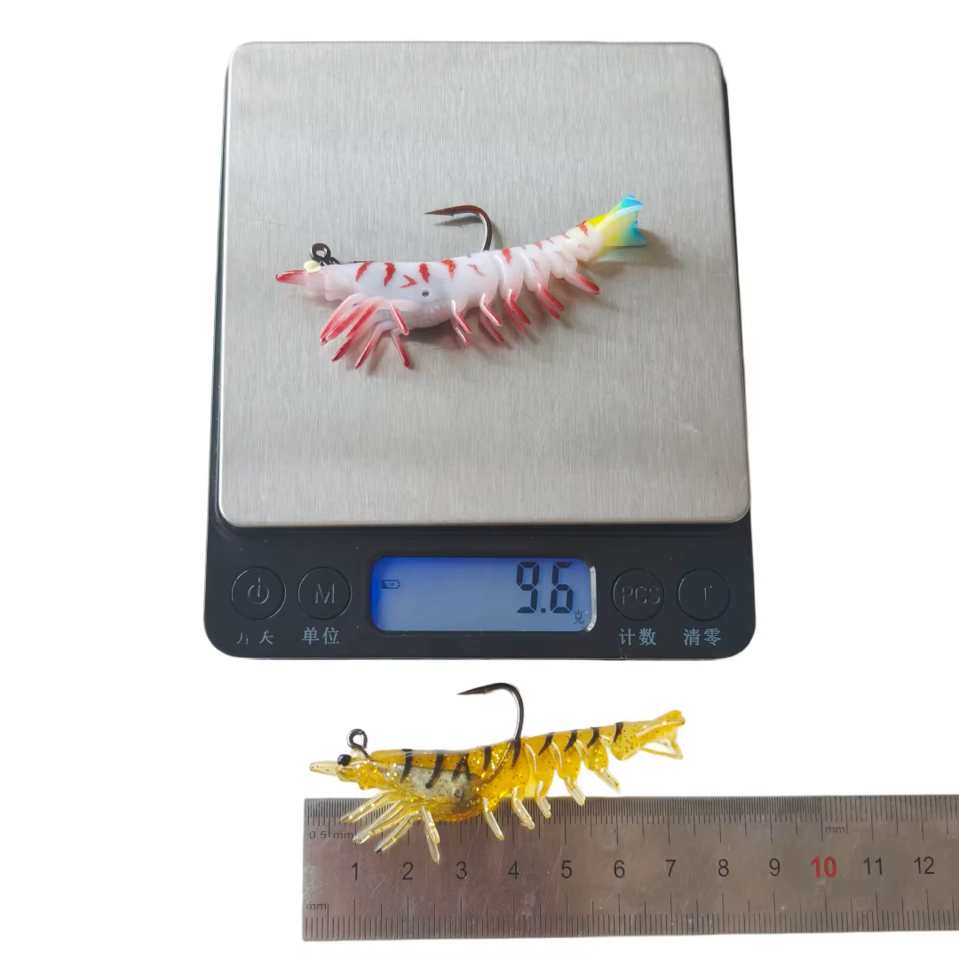Swolfy Señuelo de camarón artificial con jig head para lubina