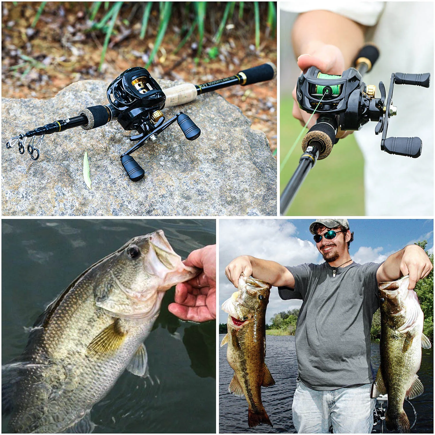 Detalle del carrete baitcasting con selector de freno
