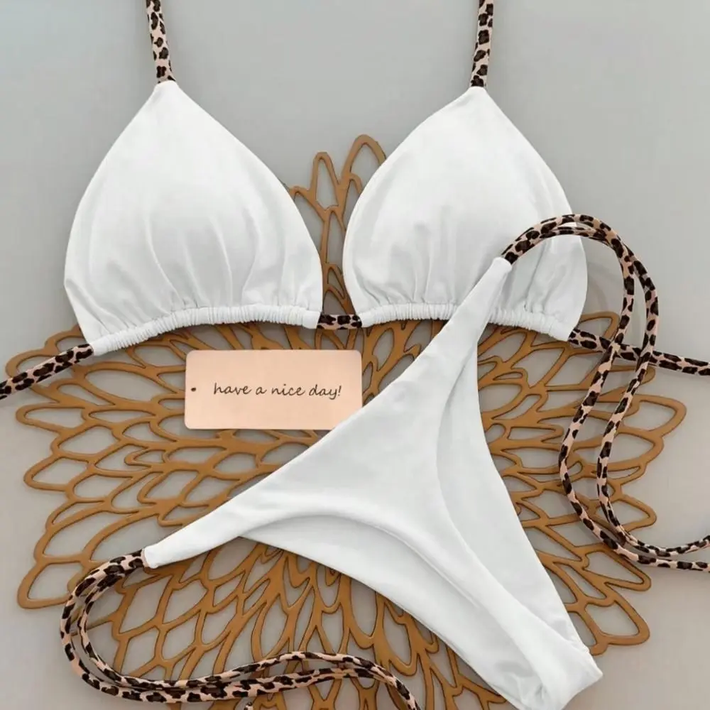 Bikini tanga estampado leopardo sexy de mujer – traje de baño - imagen 2
