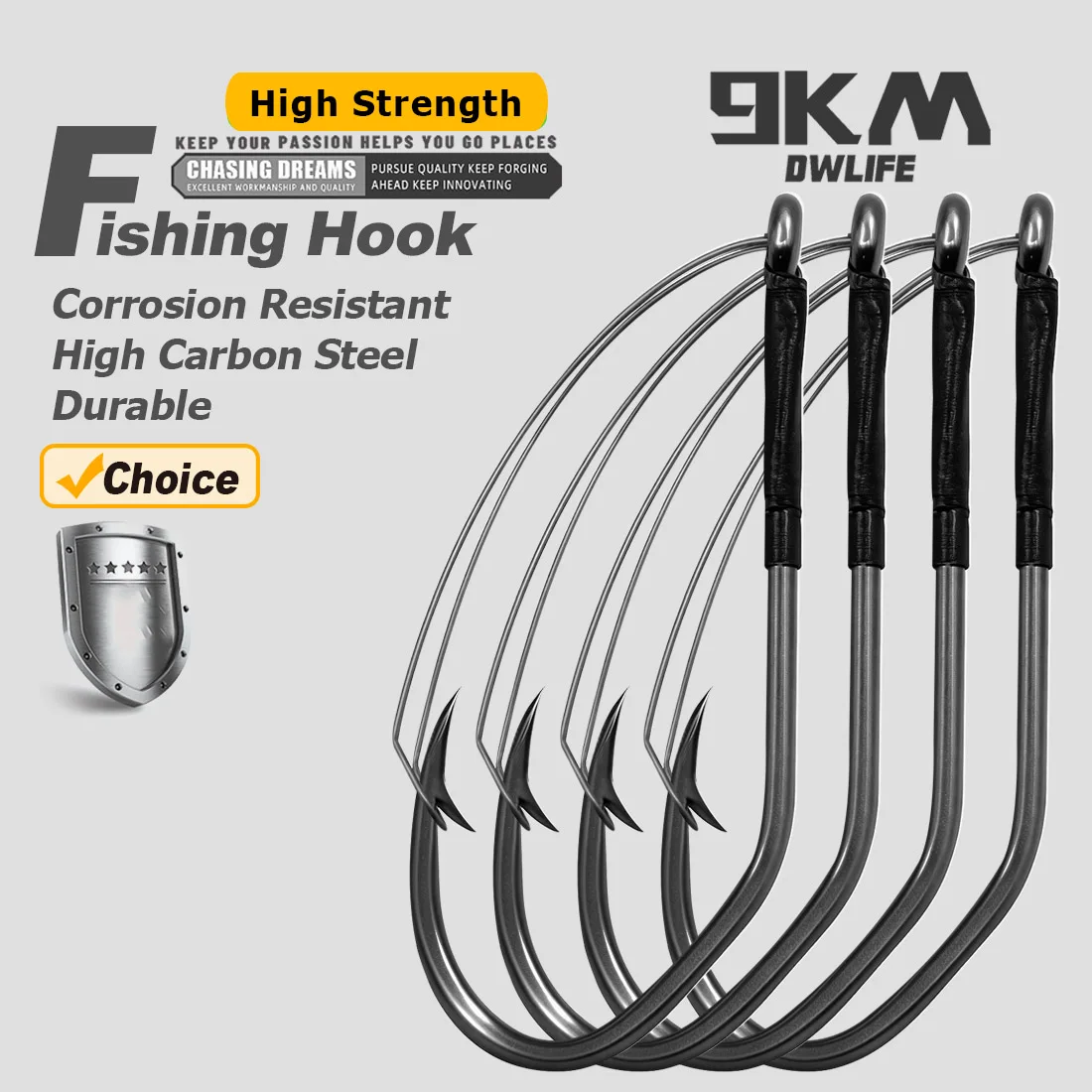 Anzuelo Wacky Weedless de 9KM mostrando su forma en V y protector anti-enredos