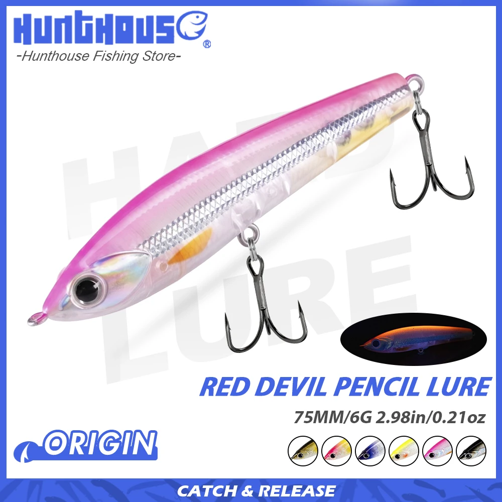 Hunthouse Red Devil Pencil stickbait flotante superficie para lucio - imagen 4