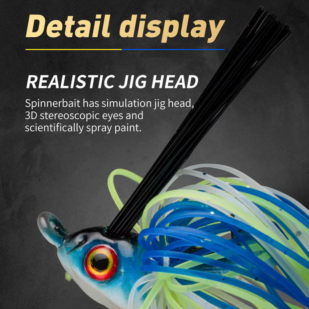 JOHNCOO Jig Head Weedless Spinner – Señuelo eficaz para lubina