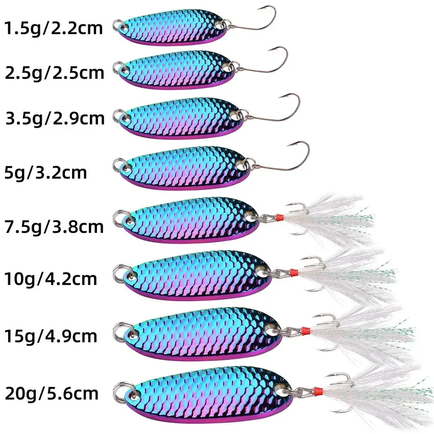 Señuelos cucharilla de metal para trucha – Spinner con lentejuelas - imagen 4