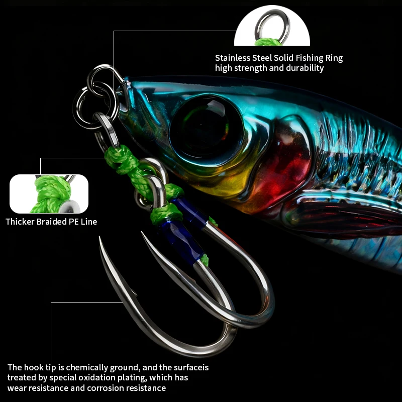 Proberos anzuelos dobles con púas y rosca – carbono jigging lento - imagen 2