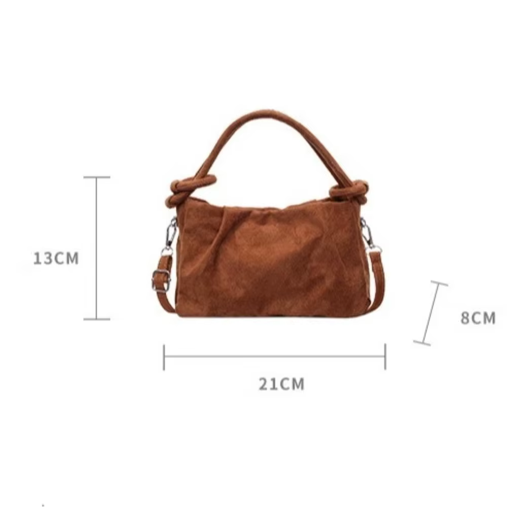 Bolso bandolera casual de cuero de ante con textura arrugada - vista frontal