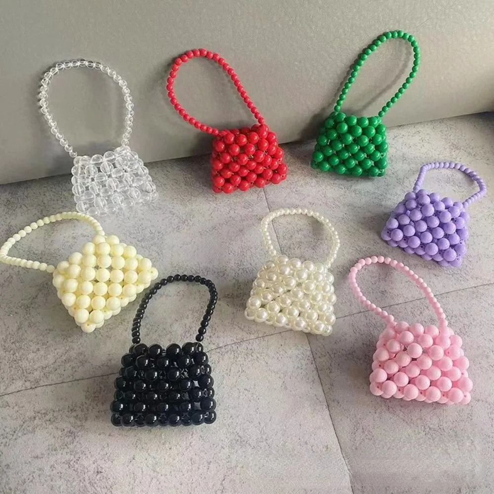 Bolsito de mano mini con cuentas y monedero portátil color sólido - imagen 5