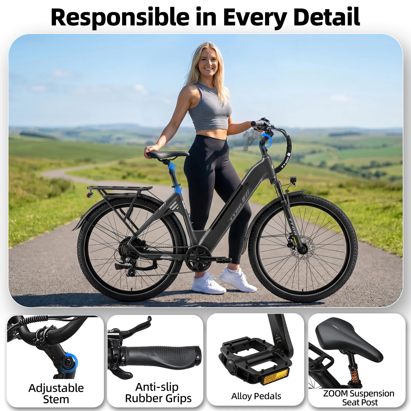 TTGO C5 Bicicleta eléctrica con frenos hidráulicos y pantalla LCD - imagen 4