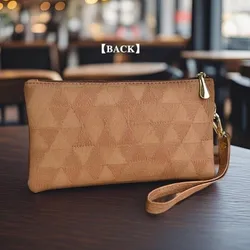 Cartera larga gran capacidad con cremallera y correa para muñeca