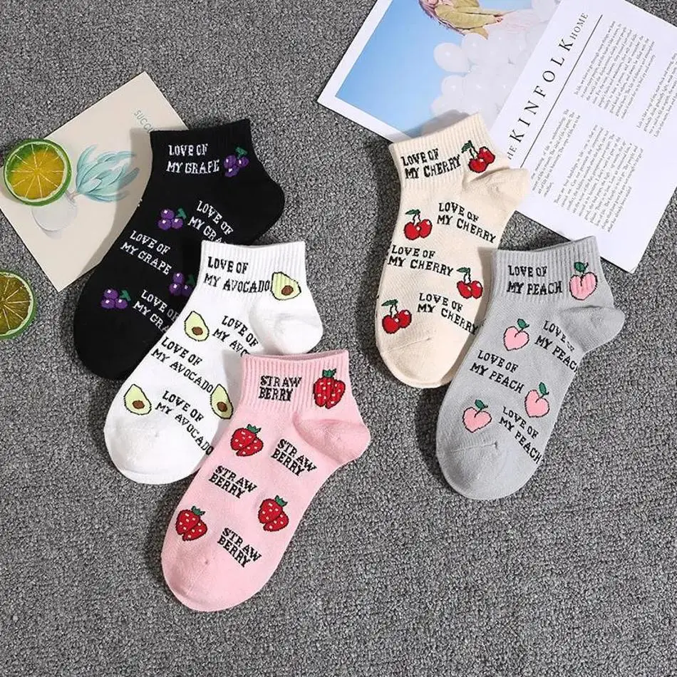 Calcetines Harajuku Mujer con Hamburguesas, Frutas y Dibujos Animados