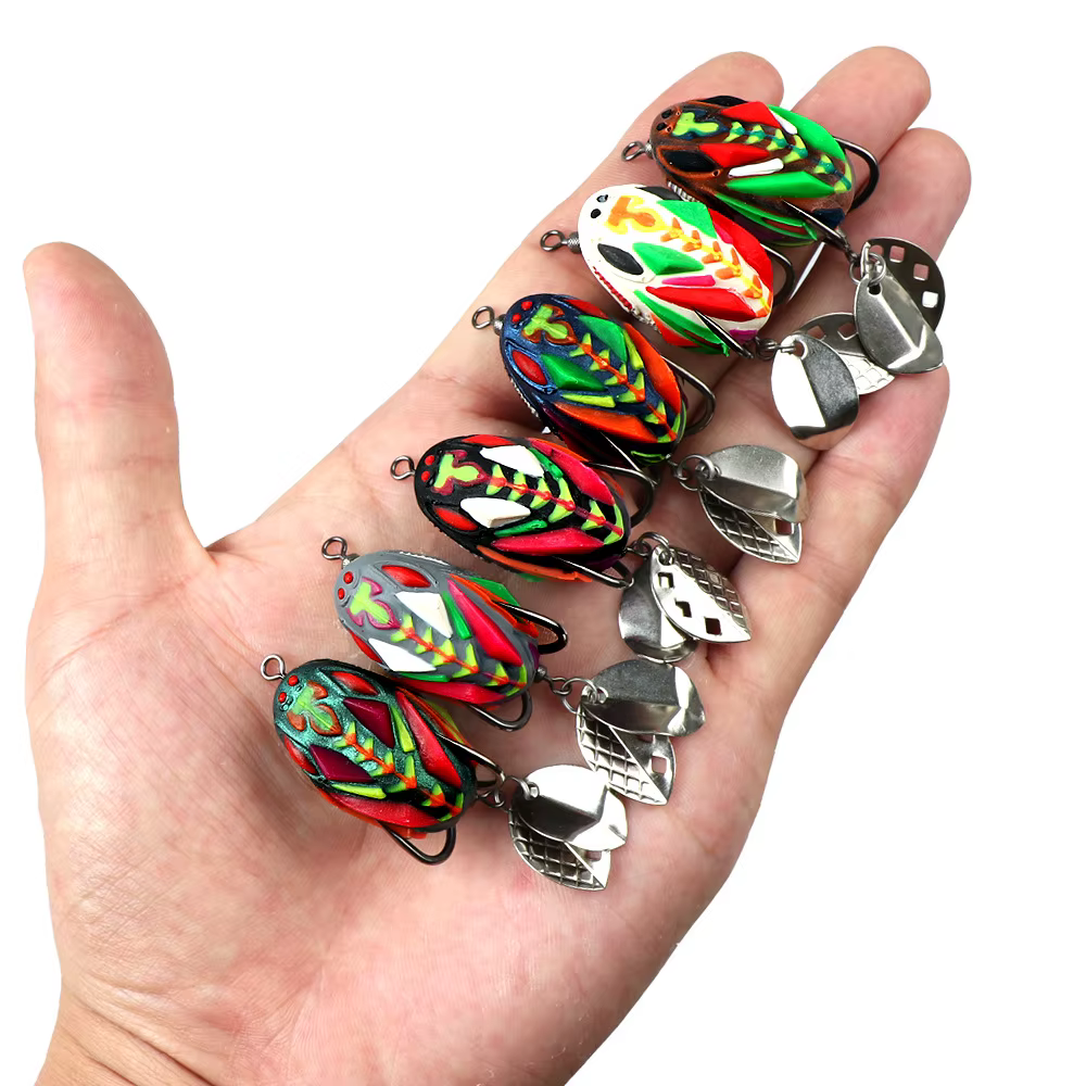Señuelo blando rana trueno con lentejuelas dobles biónicas para lubina - imagen 3