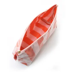 Bolsa de cosméticos PVC moderna a rayas gran capacidad para viaje