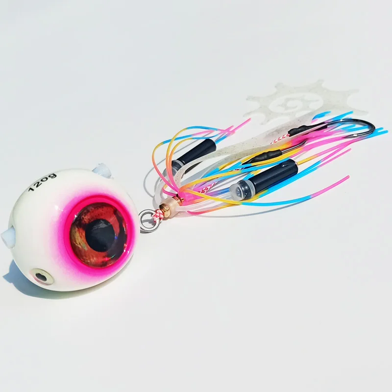 Jig Head Kabura luminoso con falda para pesca marina