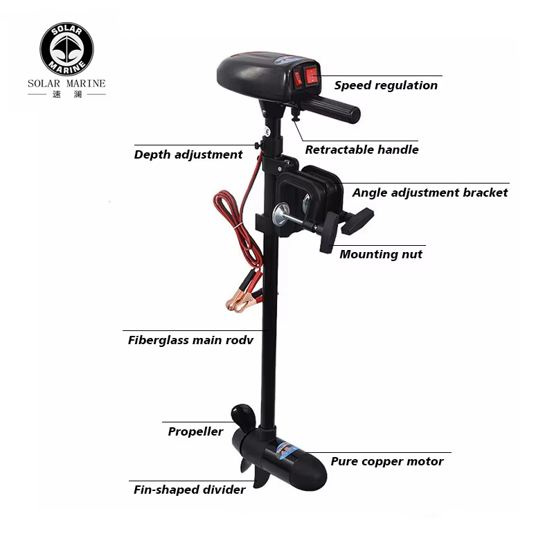 Solar Marine Motor eléctrico de pesca 12V 18lb - soporte de popa