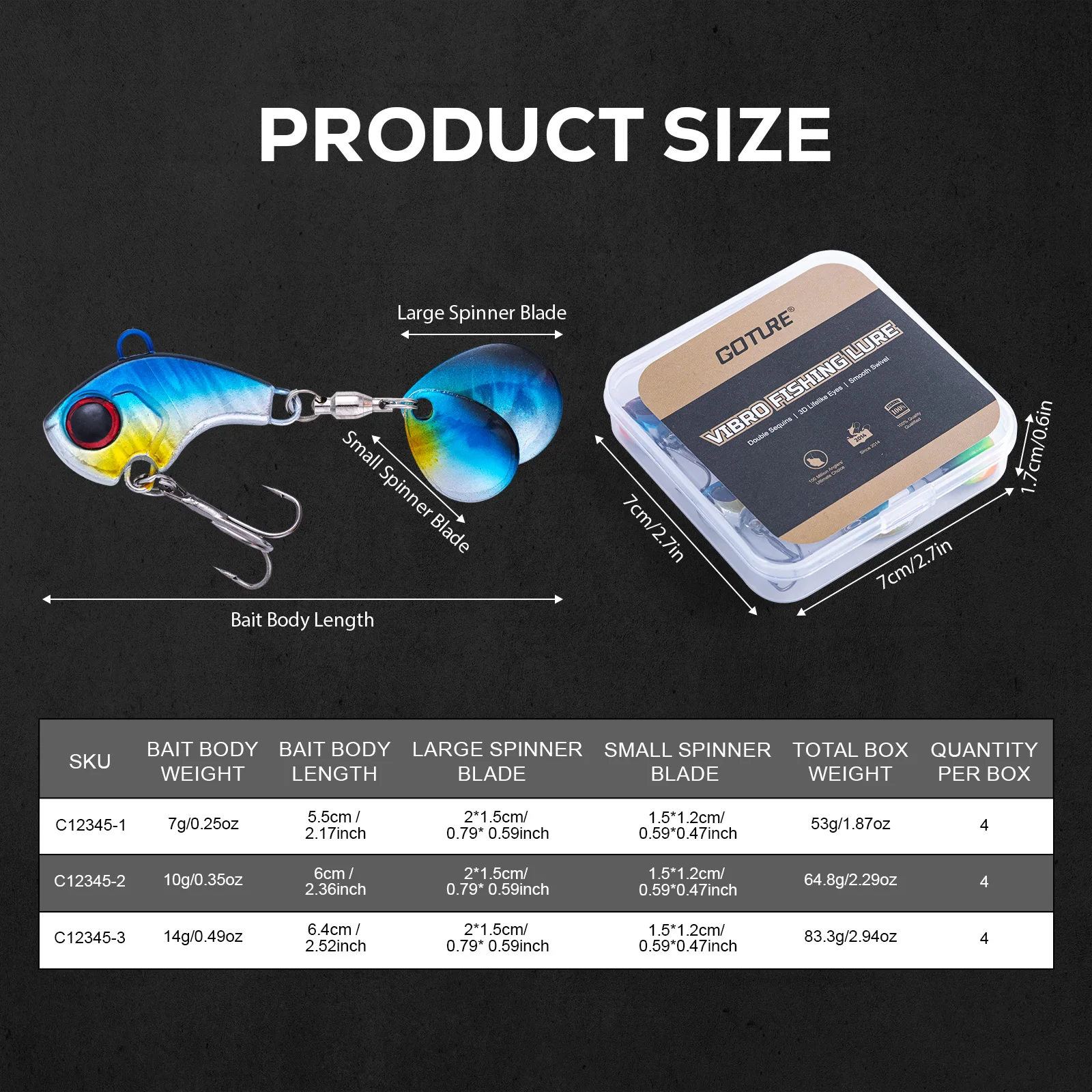 Señuelo VIB metálico con cola giratoria Goutre tipo crankbait - imagen 3