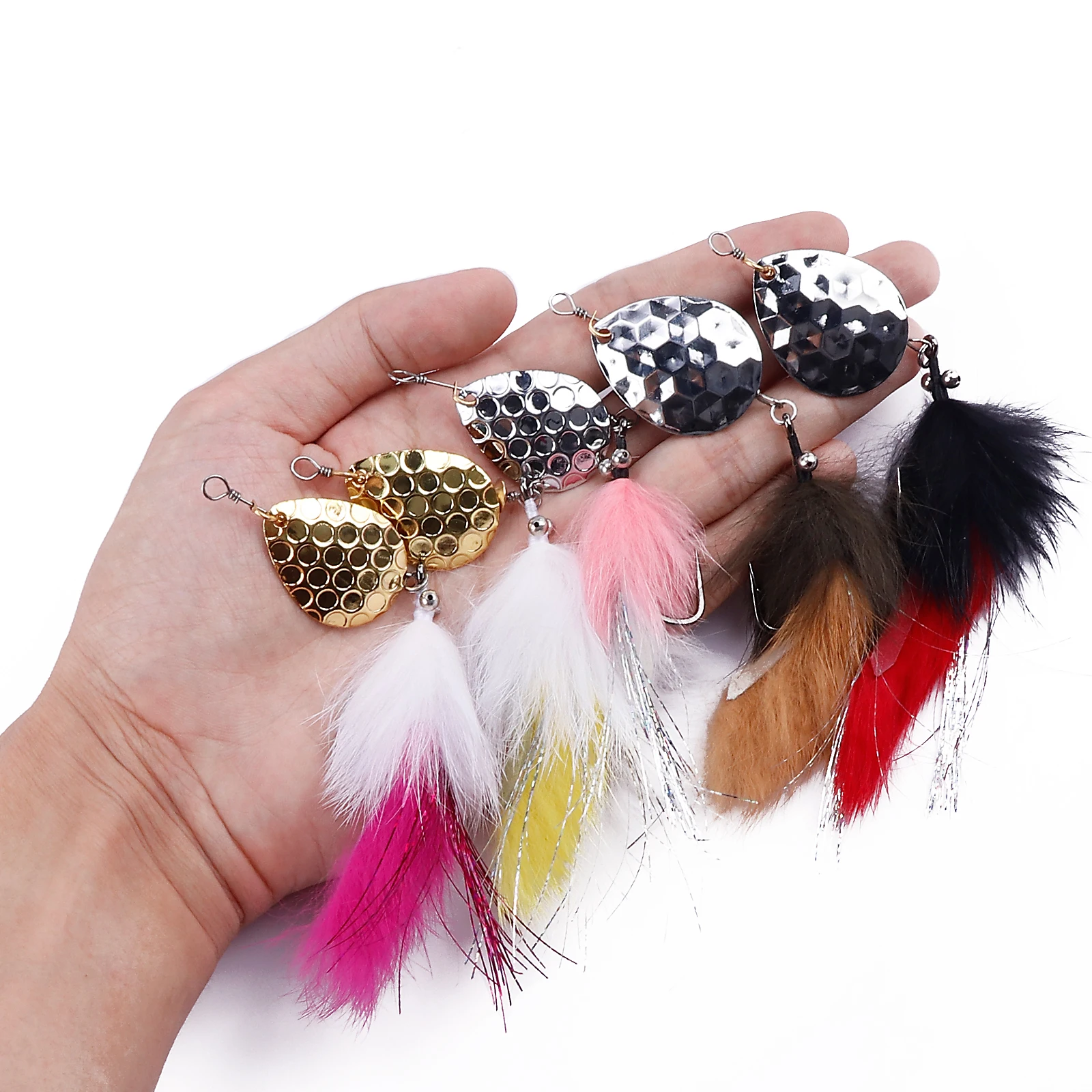 Spinnerbait en línea con plumas de coquí para lubina y trucha - imagen 3